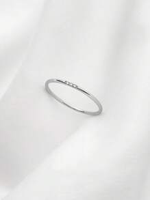 1pc Minimalist S925 Sterling Silver Gold Plated Ultra- Micro Pave Cubic Zirconia Couple Ring, Delicate Luxury Ring