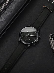 2 件套：男士时尚经典罗马数字表盘石英表和皮带（不含表盒）