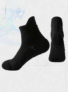 1 Đôi/4 Đôi Tất thể thao dài đến bắp chân màu trơn cho các cặp đôi, Chạy marathon, Thể dục, Đạp xe, Nhanh khô, Đáy mát-xa, Chạy bộ, Mùa thu - Nhiều màu - Xem 6