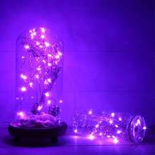 LED 灯串 10 米 100LED 仙女灯，AA 电池供电仙女灯串，防水银线铜线灯串适用于 DIY 婚礼宿舍、卧室、派对、花卉装饰、生日装饰、校园装饰、节日装饰、庭院花园装饰等 - 紫色 - 查看 5