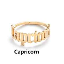 1 pieza Anillo chapado en oro de acero inoxidable para mujer con doce constelaciones, de moda y sencillo, apropiado para el uso diario de joyas de mujer