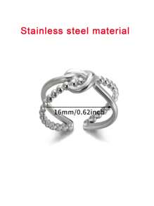 1 件精致双层结戒指女士 18K 镀金不锈钢开口可调节戒指订婚结婚珠宝时尚配饰情人节礼物