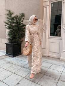 New Style Arabian Clara Printed Maxi Dress,Modest - Beige - View 6