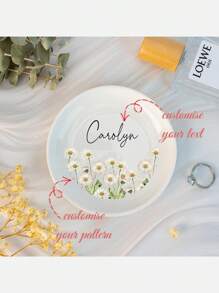 1 PIEZA Plato de cerámica personalizado y floral para joyas, regalo para dama de honor, plato de anillo de flor de cumpleaños, propuesta de dama de honor, plato para joyas, regalo para dama de honor, regalo para fiesta nupcial, plato para anillo de compromiso