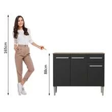 Gabinete Bajo Cocina Madesa Emilly 3 Puertas Color Marrón/negro - Negro - Ver 7
