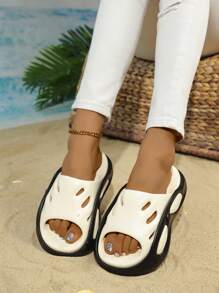 Zapatillas de interior/exterior gruesas y cómodas de estilo fashionable para adolescentes, hechas de EVA, que pueden usarse al aire libre en verano como sandalias de playa o de resort.