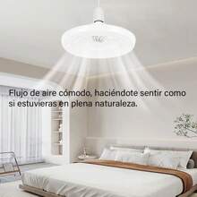 Ventilador de techo con luz 2 en 1, portalámparas E27 universal, con mando a distancia, 3 velocidades de viento ajustables gradualmente, luz silenciosa, adecuado para sala de estar y dormitorio. - Blanco - Ver 5