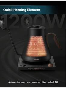 THE Electric Kettles, INTASTING Gooseneck Electric Kettle, ±1℉ Temperature Control, Stainless Steel Inner, Quick Heating, For Pour Over Coffee, Brew Tea, Boil Hot Water, 0.9L (Glossy Black) - 白色 - 查看 11