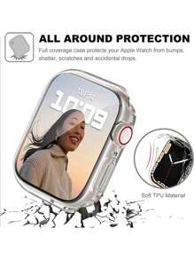 3pcs Protective Case, 360° Full Coverage Waterproof Anti-Slip Shockproof TPU Bumper Protective Cover Compatible With Apple Watch 49mm 45mm 41mm 44mm 40mm 42mm 38mm Series 9 Ultra 8 7 6 SE 5 4 3, Watch Accessories - Transparent 3PCS - View 4