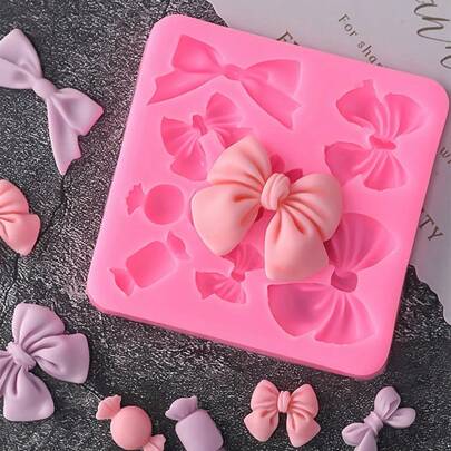 1 Stück Schleife Schokoladenform, Mini-Silikonform für Tortenbogen, Kuchenpops, Schleife Keksausstecher für Geburtstagskuchen, Hochzeitstorte, Bonbons, Schokolade DIY Tortendekoration