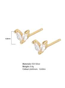 1pair Cute Horse Eyed Leaves Stud Earring Ladies Jewelry For Women 925 Sterling Silver Exquisite Zirconia Stud Earring Fine Jewelry Gift For Girl Daily Dating Decor For Sisters Friendship