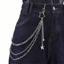 1pc Punk Versatile Skull Metallic Decor Women Street Fashion Double Layer Waist Chain Accessory Summer, School Fall, Autumn, Halloween