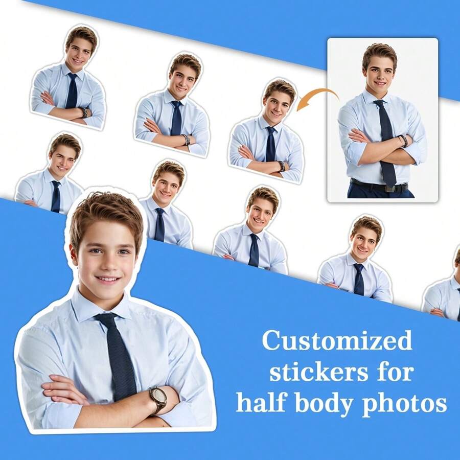 Custom Half-Body Portrait, High Definition Waterproof PVC Material, Can Decorate Work Desk, Laptop, Phone Case, Office Decor & Electronics Sticker - Creative Office & Life Ritual Gadget, Commemoration Sentiment Carrier, Suitable For Gifts And Personal Use