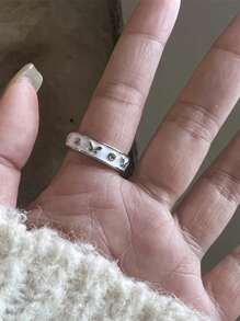 6 件时尚粉水晶蝴蝶结心形戒指锆石戒指 Y2K 闪亮锆石戒指适合女士女孩派对美学珠宝