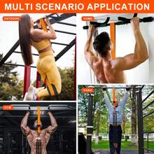 重型阻力带，最大阻力可达 75 磅，可调节，带织物脚跟和膝盖支撑，适合所有用户，尼龙材料，包括舒适的护膝和脚垫 - 橘色 - 查看 7