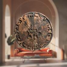 1 st Yoruba Ifa Divination Board Wall Art - Rond metalen bord met complexe gegraveerde symbolen, geschikt voor bruiloft, bruid, verjaardag, vrijgezellenfeest, jubileumdecoratie, willekeurige gatstijl