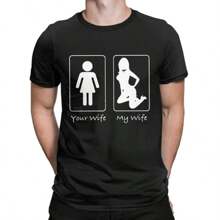 Mens T Shirt Your Wife My Wife Gamer Graphic Tshirts Funny Gaming Husband Gift Youth Tops Tee T-Shirt Comics Tees Camiseta - màu đen - Xem 1