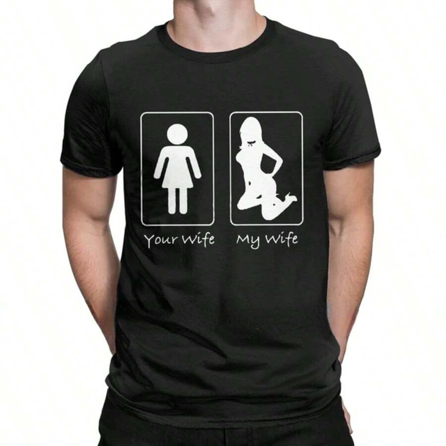 Mens T Shirt Your Wife My Wife Gamer Graphic Tshirts Funny Gaming Husband Gift Youth Tops Tee T-Shirt Comics Tees Camiseta - màu đen - Xem 1