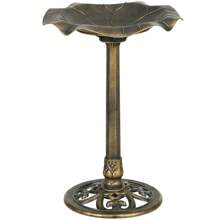Outsunny 71cm Bird Bath For Garden, Standing Pedestal Birdbath With Lotus Leaf Basin, Vintage Decorative Bird Bath Bowl For Outdoor, Bronze Tone - Bronze - View 2