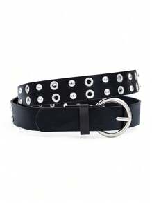 1pc Women's Rhinestone Decor Wide Leather Belt, Elegant Street Style Versatile For Jeans, Shirts, Coats, Suitable For Shopping, Casual, Holiday, Party