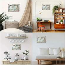 可定制复古金属湖畔小屋标志，带有个性化名称、船舶设计、优雅的墙壁装饰，8x12 英寸 - 彩色 - 查看 5