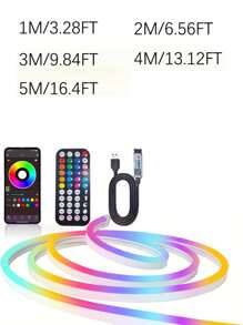 1 个带 APP 遥控器的霓虹灯带，LED 霓虹灯绳灯适用于卧室、游戏室、露台、花园、生日派对、户外装饰、防水、多种模式、室内音乐同步、室内/室外装饰 - 彩色光 - 查看 9