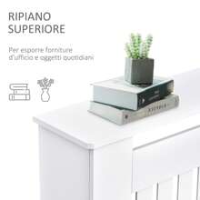 HOMCOM Copritermosifone a Doghe in MDF, Copertura Termosifone per Casa e Ufficio, Bianco - Bianco - Visualizzare 6