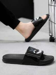 Men's Casual Slip-On Sport Slippers, Lightweight & Shock-Absorbing, Suitable For Indoor & Outdoor Wear, Waterproof - Black - View 4