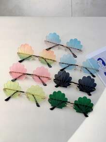 1 件新款贝壳形无框时尚眼镜，女士渐变色镜片蓝色眼镜，新颖造型多色眼镜，轻便绿色眼镜，夏季海滩配饰，夏季海滩度假、户外、旅行装饰眼镜