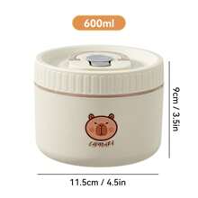Portable 304 Stainless Steel Thermal Lunch Box With Cutlery&Lunch Bag, Cute Capybara Pattern Leak Proof Bento Box, Microwave Safe&Hot Water Heating, Insulated Anti Scalding Lunch Container, Reusable Fruit Salad Food Storage Container, Suitable For Student And Adult Use In School, Office, Outdoor Camping, Picnic, Travel