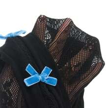 Women Lace Bolero Shrug Tops With Velvet Bows Hollow Out Shrug Open Front Cropped Cardigan Bolero Fishnet Shawl Arm Sleeves With Finger Holes Costume Accessories - 藍色 - 查看 8