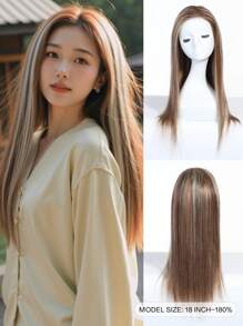 real me. Glueless Lace Wig Mix Brown Blonde Long Stright S4/27/613# Human Hair Wig Hand-Tied Lace Area 6*4 Inch Lace Closure 180% Density Easy To Style Suitable For Any Occasion - S4/27/613 - View 2
