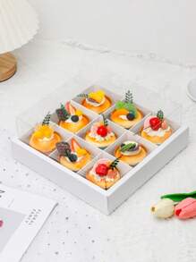 2pcs/4pcs 9-Grid/4-Grid/6-Grid Transparent Lid Dessert Boxes, White/Brown Baking Food Packaging Boxes Suitable For Mini Cupcakes, Chocolates, Birthday Party, Wedding, Holiday Sweets, Cookies, Candies, Small Snacks - Multicolor - View 2