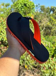 Kenner Kivah Rakka L7 Men's Casual Basic Flip Flops Tractor Sandal Everyday Side Detail - Preto/Laranja - Xem 4