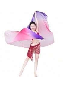 1pc Belly Dance Scarf Chiffon Veil Gradual Dance Scarves Bellydance Hand Thrown Shawls Oriental Dance Performance Props - Multicolor - View 12