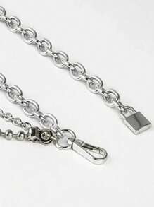 1pc Multi-Layer Fashionable Metal Lock Tassel Waist Chain Summer, School Fall, Autumn, Halloween - Silver - View 4