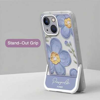 1 pieza Soporte de teléfono móvil minimalista y suave con patrón floral de estilo de pintura al óleo impasto con base incorporada, compatible con iPhone 16/16 Plus/16 Pro/16 Pro Max/15/15 Plus/15 Pro/15 Pro Max/14 Pro Max/14 Pro/14 Plus/14/13 Pro Max/13 Pro/13/13 Mini/SE3/7/8/SE2/12 Pro Max/12 Pro/12/12 Mini/11 Pro Max/11 Pro/11/XR/XS Max/X/XS/7p/8p, Y9S/Honor 9X/Honor 9X Pro, Nord N20 5G, Poco M3 Pro/Poco M4 Pro 5G/POCO X4 GT/Poco F3/12t, impermeable, anti-caída, antideslizante, resistente a los arañazos, regalo de cumpleaños de primavera