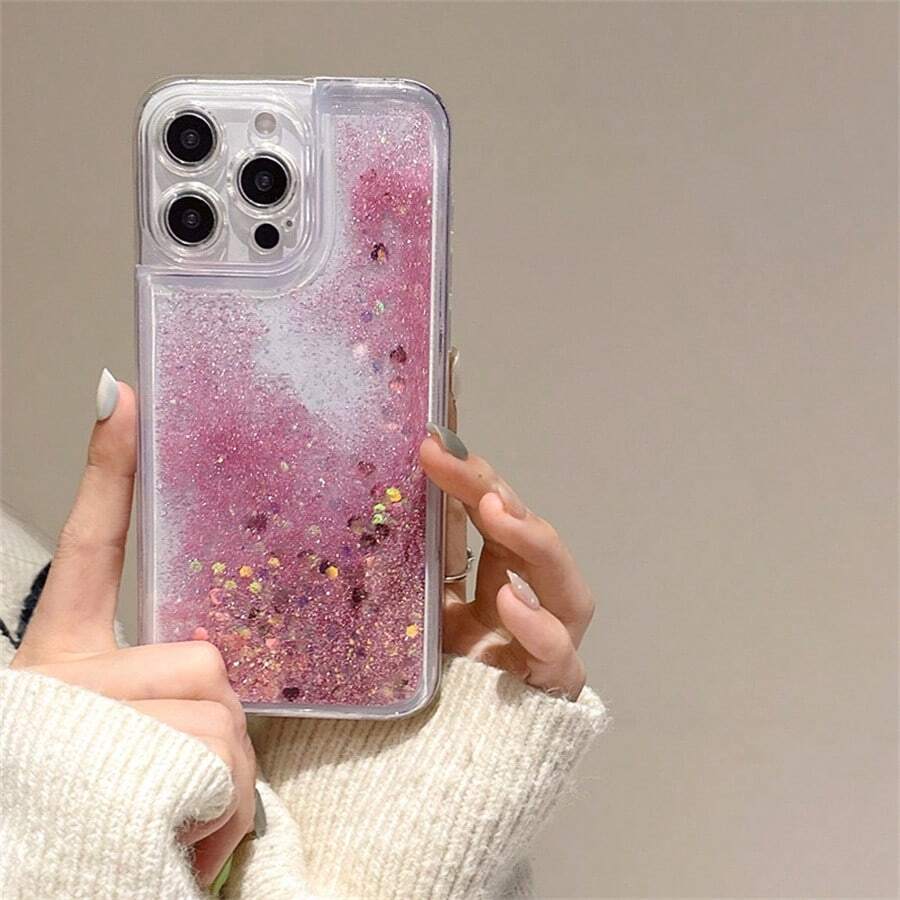 Heart A Quicksand 保护壳 BlingBling-闪亮设计，防震防摔-兼容 iPhone 用户-送给女孩和青少年的完美礼物兼容 iPhone16/7/8/11/12/13/14/15/X/XR/Xs/Plus/Pro/Pro Max/SE2