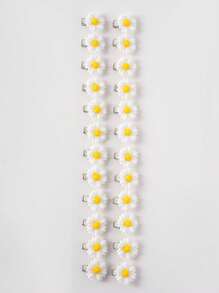 20pcs White Daisy Hair Clips, Sweet Floral Hair Accessories Suitable For Teenage Girls - Multicolor - View 5