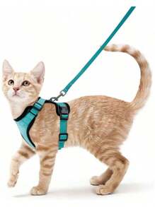 Cat Harness And For Walking, Escape Proof Soft Adjustable Vest Harnesses For Cats - Purple - View 2