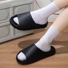 女士夏季室内家居浴室防滑软底拖鞋，EVA 情侣沙滩拖鞋，女士夏季 - 黑色 - 查看 6