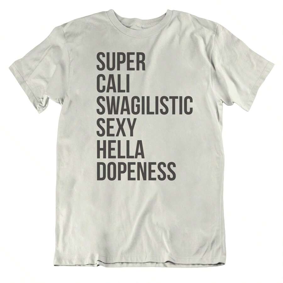 100% Cotton SUPER CALI SWAG, Graphic Tees, Funny Shirts, Mens Tshirt, Graphic Tshirts, Tshirt Gift, Tshirts, Novelty Tshirts, Mens Tshirt Gift Slightly Casual Versatile Print Round Neck Short Sleeve Designer Clothes Top For Everyday Wear Comfortable Soft Summer Stylish For Women Fashion Homme Unisex Breathable - 白色 - 查看 1