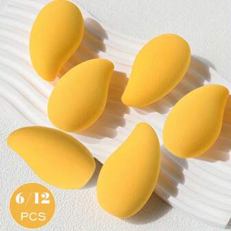 6/12pcs Mango Design High Resilience Makeup Beauty Sponge – Non-Latex, Soft And Skin-Friendly, Perfect For Flawless Application,Makeup,Cheap,Room Decor,Vanity,Travel,Bedroom,Makeup Accessories,Puff,Makeup Blender,Powder Puff,Makeup Sponge