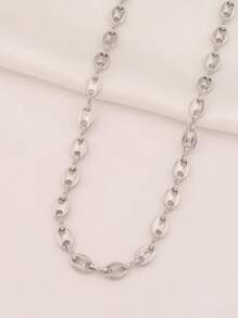 1pc Stainless Steel Coffee Bean Shape Chain Necklaces For Women Fashion Simple Necklace Jewelry