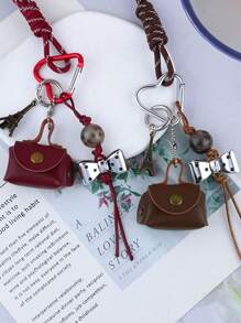 1pc Women's New Mini Handbag Style Eiffel Tower & Bow Decor Keychain Charm, Versatile Bag/Phone Accessory - Bag Keychain - View 4