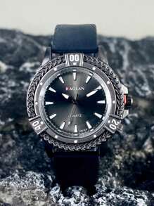 Men's Business Wrist Watch, Fashion Casual Quartz Watch For Men With Retro Sports Silicone Band, Sporty Men's Watches