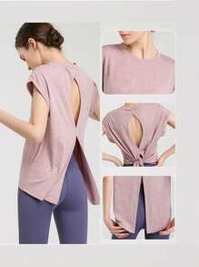 Crop top pentru yoga pentru femei, cămașă fără mâneci pentru antrenament cu spate curse, pentru alergare, sală, fitness, tricou casual sport de vară