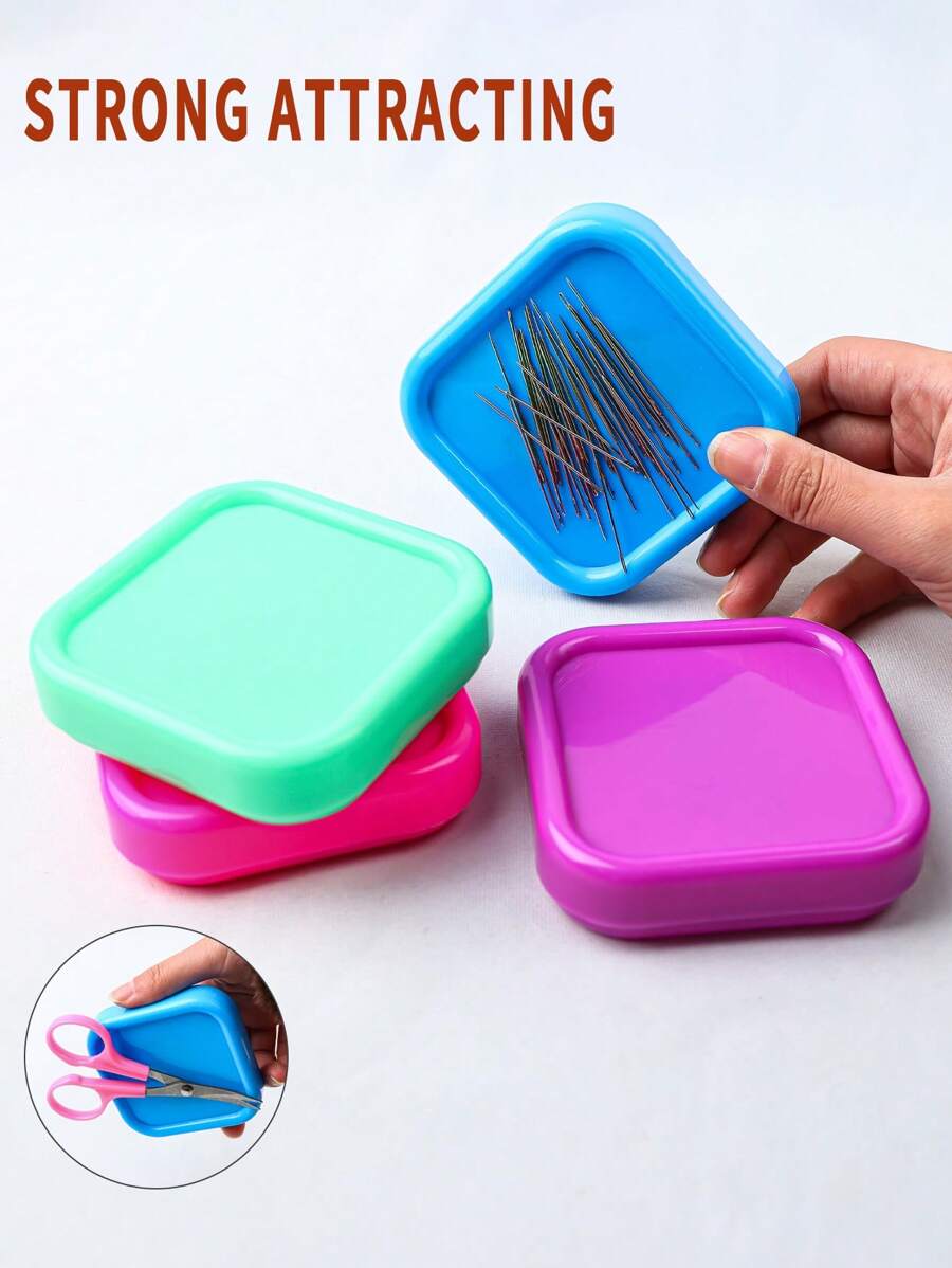 1 件多色方形磁性针垫，缝纫针收纳盒，用于钩针、回形针、缝纫针、钉子、螺丝的整理和查找
