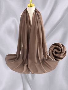1 chiếc khăn trùm đầu mềm mại bằng vải voan trơn cho nữ, khăn choàng dài thường ngày kiểu Ả Rập màu trơn bảo thủ, thích hợp sử dụng hàng ngày - Lạc đà - Xem 8