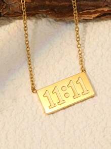 1 件不锈钢双十一数字牌项链，个性化创意女士日常佩戴 - 雙11方牌項鍊 - 查看 16